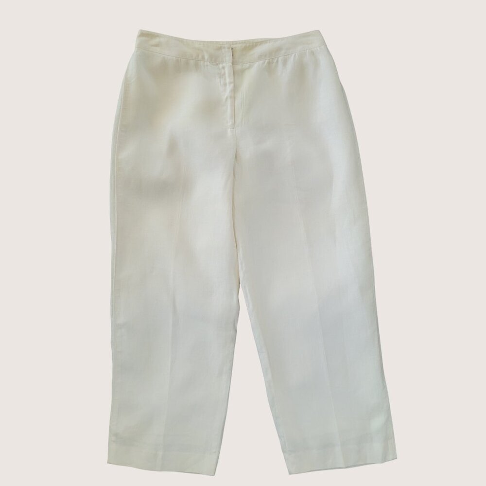 RAFAELLA CREAM LINEN PANTS SIZE 10